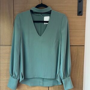 Prose & Poetry Chic V-Neck Blouse in Teal - polyester